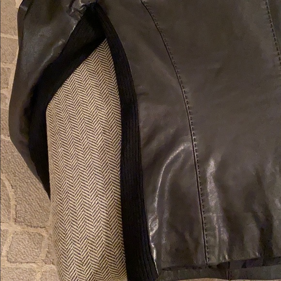 VINCE Blk Leather & wool Jacket - Picture 12 of 13